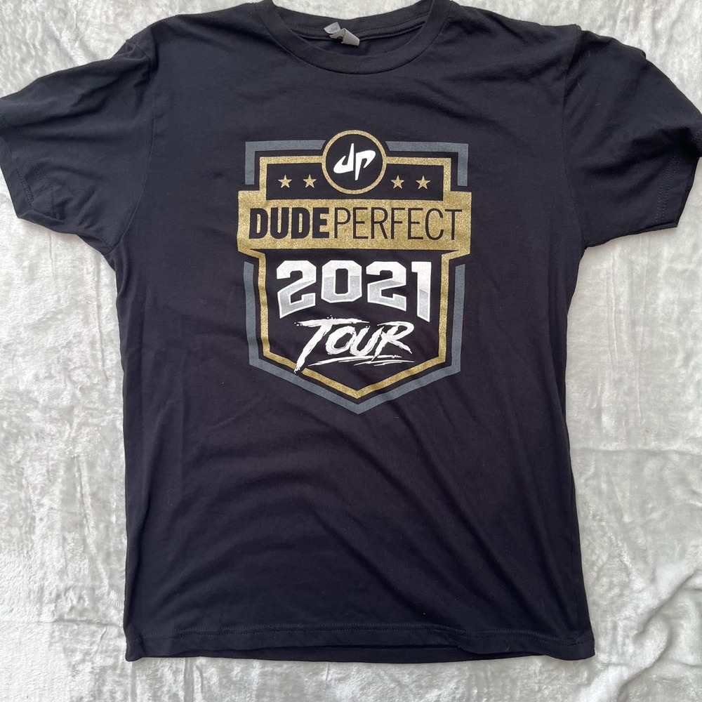 Dude Perfect 2021 Tour Graphic T-Shirt Mens Medium Black Short Sleeve DP Logo
